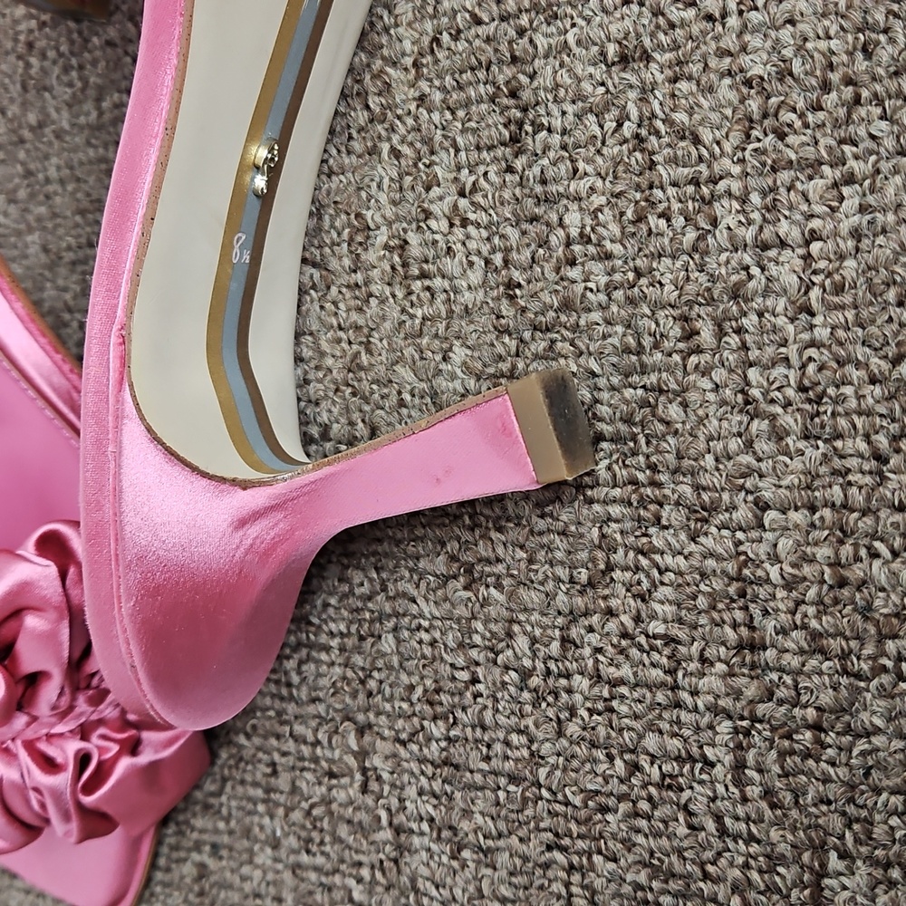 Sam Edelman Kady Carmine Rose Satin Heels Sz 8 Womens - Picture 6 of 8